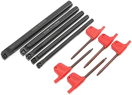 Cutter de moagem de carboneto 5 conjuntos de barras de perfuração CNC para titulares de ferramentas de torno de Sclcr para CCMT, com 10 inserções de giro inserções de carboneto