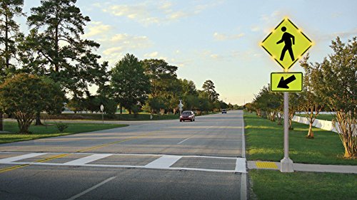 TAPCO W11-2 BLINKERSIGN Diamond Pedestrian Crossing Sign com 8 LEDs verdes amarelos fluorescentes, 110 VCA, 30 Largura