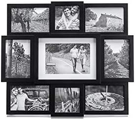 Malden 9-Opening Collage Picture Frame, feito para exibir um 5 x 7, dois 4 x 4 e seis 4 x 6, preto