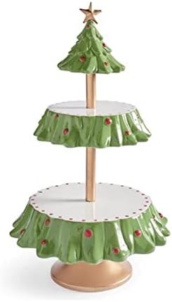 Eesll Rack de sobremesa Placa de frutas de frutas de frutas de frutas de bolo duplo stand prato de doce lanche de Natal