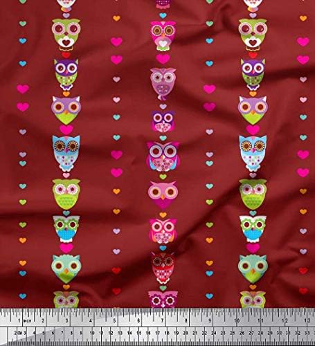 Soimoi Cotton Jersey Fabric Heart & Owl Kids Fabric Prints by Yard 58 polegadas de largura