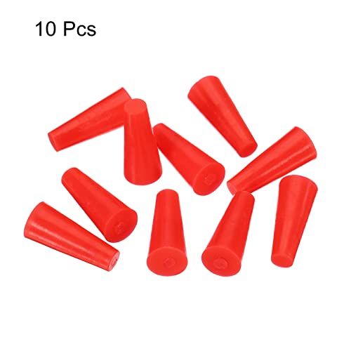 Mecccanity Silicone Rubber cônico Plugue de 6,4 mm a 11mm vermelho sólido para revestimento em pó, pintura, anodização, revestimento, jateamento de areia, uso de laboratório 10 peças