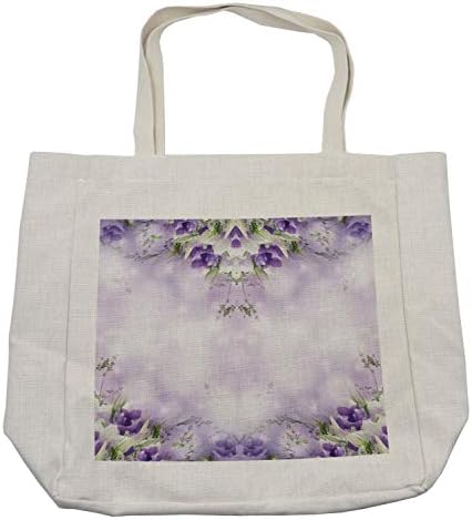 Bolsa de compras floral de Ambesonne, composição de flores florescentes com a natureza romântica da primavera verde, uma bolsa reutilizável