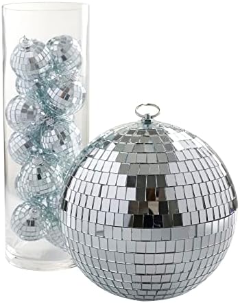 DISCO Party Centerpiece Decorations, Bola de espelho grande de 7 polegadas, vaso de vidro de 12 polegadas de 4 polegadas de diâmetro, 12 polegadas de 2 polegadas Bolas de discoteca Ornamentos de enchimento