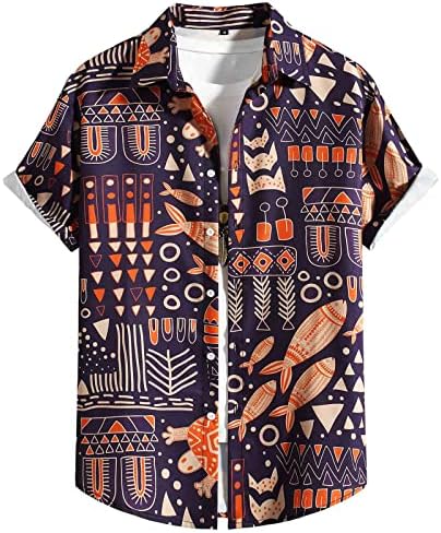 Camisas para homens Retro étnico Tops regular Button Button Down Camisa em V-G-G-Golk Shirt Shirts for Beach, 70S Combinando
