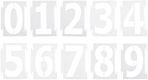 Patikil 3 polegadas Número de estênceis, modelos de números de plástico reutilizáveis ​​de 10 pacote Conjunto de 0-9 para desenho de pintura, branco