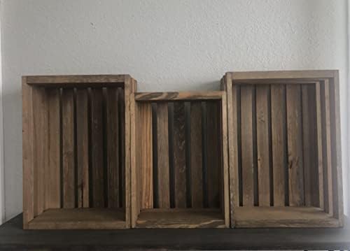 Crates de madeira vintage rústica Conjunto de 3 2 17 x12 x 6 1 15 x 10 x 51/2