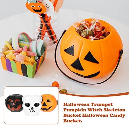 Homoyoyo 18pcs Halloween Candy Candy Bucket, ROVA PLÁSTICA MINI HALLOWEEN Candy Candy Pumpkin Ghost Halloween Witches Cauldron