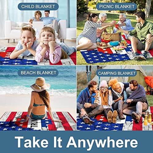 American USA Flag e Trump Picnic Blanning Piquetão de acampamento dobrável à prova d'água para viagens de praia Praça da