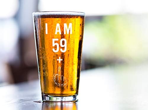 59 + um dedo médio 60º presente de aniversário para homens glass de cerveja para homens - engraçados de 60 anos de