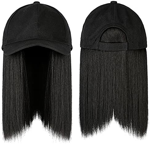 Moda Capinho de beisebol simples de moda com extensões de cabelo Penteado de penteado reto Chapéu de peruca curta para feminino