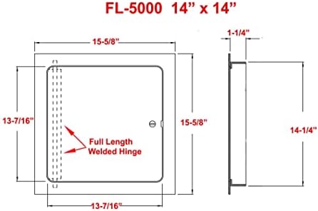 Premier 5000 Series de grau comercial de aço de aço de porta, 14 x 14 Flush Universal Mount, White