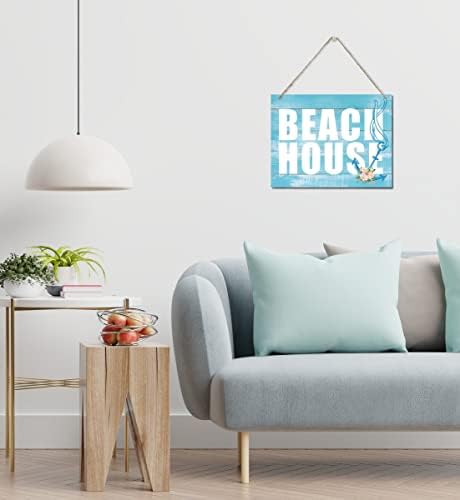 Auii Jo Design Placa de decoração da casa de praia, pendurando placas de madeira de parede impressa, decoração de fazendas de campo,