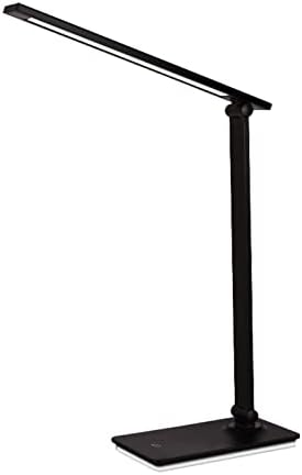 Lâmpada de mesa LED, controle de toque com 3 níveis de brilho, lâmpada de escritório diminuído com braço ajustável e porta de carregamento USB, lâmpada de mesa dobrável para mesa para a cabeceira do quarto de cabeceira, 5000k, 7w, preto