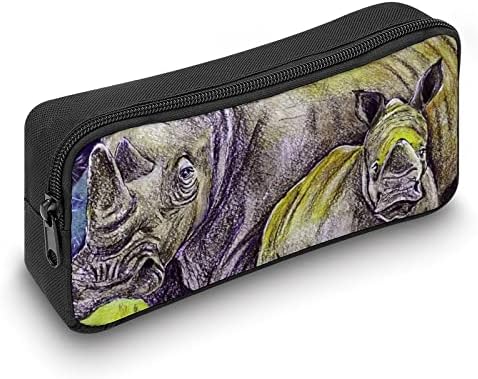 Bolsa de capa de caixa de lápis de rinoceronte de rinoceronte de aquarela
