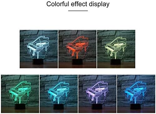Luzes decorativas Zhenku Piano Shape 3D Visão de LED colorida Lâmpada de mesa leve, versão USB e bateria