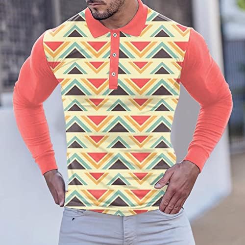ZDDO 3D Camisas pólo digitais para homens, gráfico engraçado tontura imprimir botão de pescoço músculo slim fit tennis esportes designer camisa