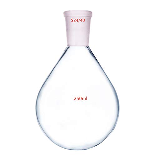 Deschem 250ml, 24/40, balão de recuperação de vidro, piriforme, kjeldahl, garrafa de evaporador rotativo