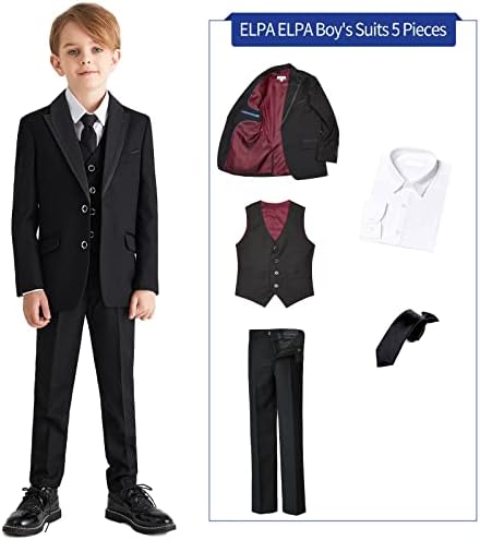 Elpa Elpa Boys Formal Suit Set Suits Slim Fit Cestres de roupas, lapela atingida e lapela entalhada duas versões