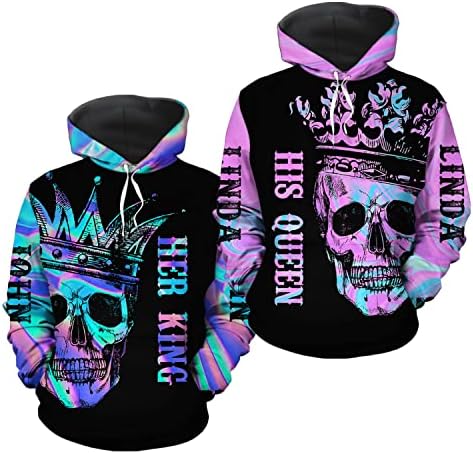 Hoodies correspondentes para casais Casais Hoodies 3D Print King Queen Compare capuzes para casais Hoodies Presentes do Dia dos Namorados