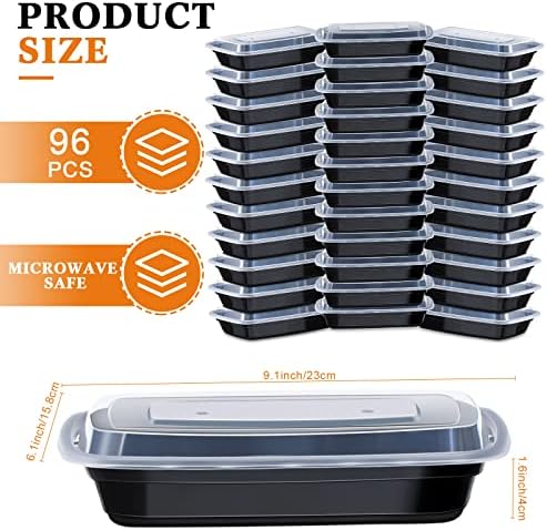 96 PCS 24 oz recipientes descartáveis ​​recipientes de armazenamento de alimentos com tampas Recipientes de alimentos reutilizáveis