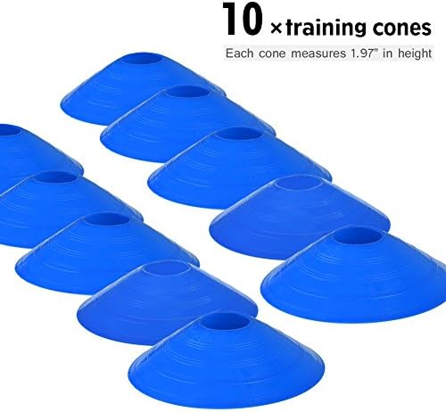 Conjunto de pocação, escada plana de 19 pés e cones de disco de 10pcs para treinamento atlético de treinamento ágil futebol/futebol/crianças/campo/outros jogos marcadores de cone