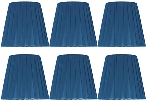 Substituição de lâmpadas de tecido azul de 6pcs, clipe em lustres com lustres pequenos abajurs para luminárias de mesa de lustre de cristal parede