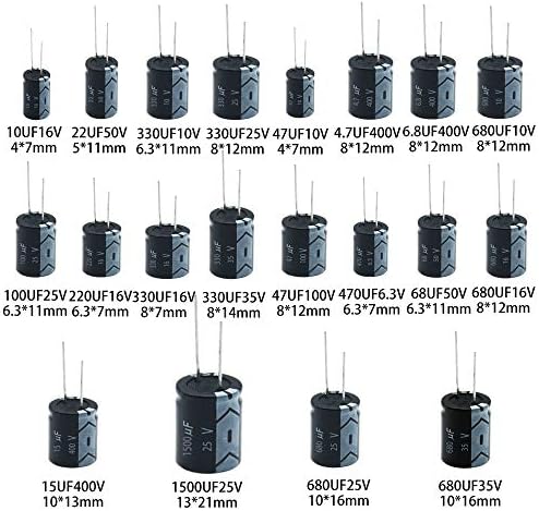 Capacitor 4.7UF 6.8UF 10UF 15UF 22UF 47UF 100UF 220UF 330UF 470UF 680UF 1500UF Capacitores eletrolíticos kit Kit 6.3V 10V 16V 25V 35V 50V 100V 400V, 295pcs