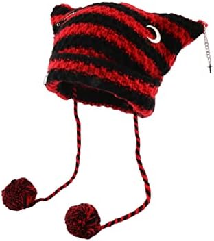 Chapéus de crochê para mulheres gorros vintage Mulheres raposa chapéu grunge gótico gordes hat y2k acessórios desleixados para