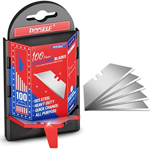 DiySelf 2 Pack Box Cutter retrátil e 100 lâminas de faca de utilidade, ferramenta de abridor de caixas exato faca, lâminas de lâminas de barbear lâminas de substituição de faca, cortadores de caixa