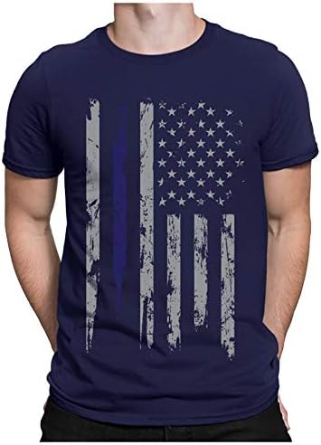 Camisas de férias de Eelhoe para homens de manga curta patriótica bandeira americana redondo pescoço de verão praia de camiseta gráfica masculina