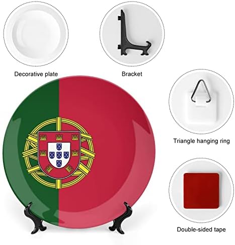Portugal Flane Bone China Decorativa Placas redondas Crafas de cerâmica Craft com exibição Stand para Decoração de jantar de parede