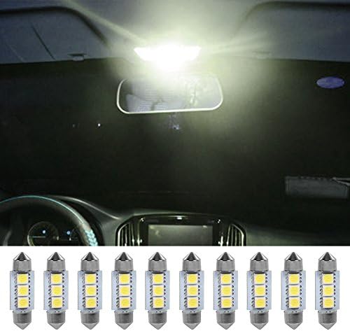 Lâmpadas LED de Akozon, 3 SMD 5050 LED 36mm 12V Festoon Dome Car Bulbs Interior Lamp 6000 a 6500k branco