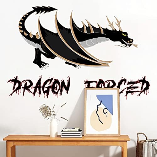 Woyinis Creative Dragon Wall Decals adesivos 34 W x 26 H Peel e Stick Dragon Forced Wall Art Stick para Kids Bedroom Decor Bermery