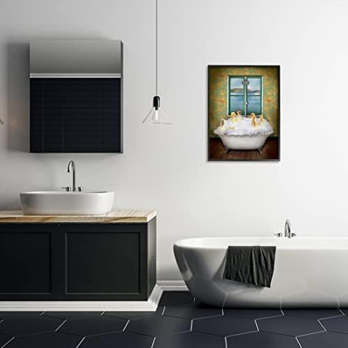 Stuell Industries Ducks Bathing Tub Ocean View Gicclee Arte da parede emoldurada, design de John HovenStine