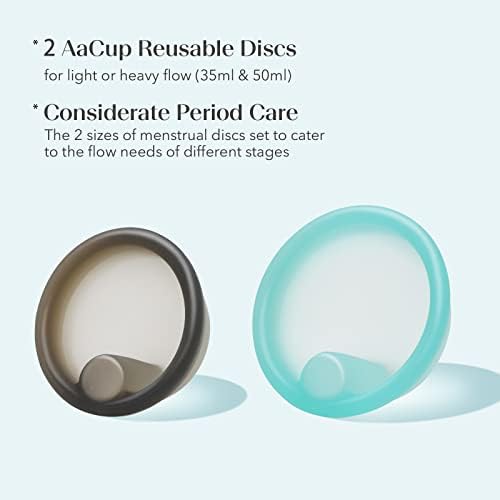 Disco menstrual do AACUP, 2 discos de período reutilizável da contagem, alternativa sustentável a copos/tampões/almofadas,