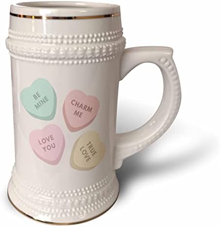 3drose Candy Hearts para Valentines - 22oz de caneca de Stein