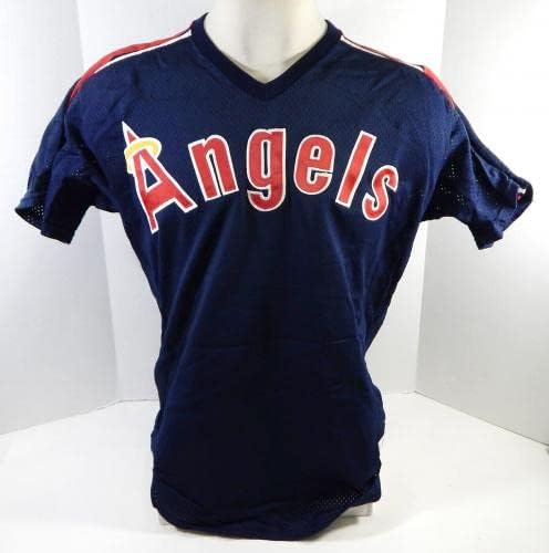 1990 California Angels #42 Game usado Jersey da marinha Prática de rebatidas 44 DP24834 - Jerseys MLB usada para jogo MLB