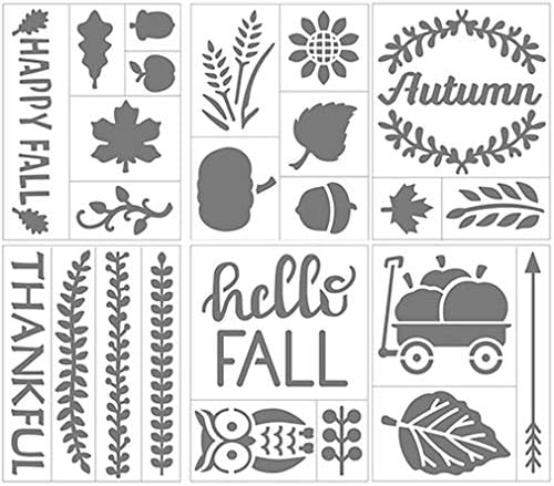 Conjunto de estêncil de outono e outono multimídia - adesivo de cartolina - 6 folhas - 6 x 8 polegadas