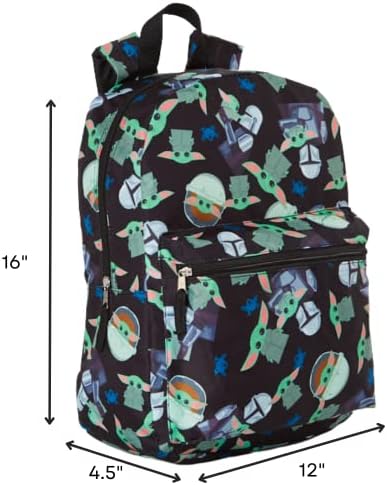 Ralme Star Wars Mandalorian Baby Yoda Backpack for Kids and Adults, 16 polegadas