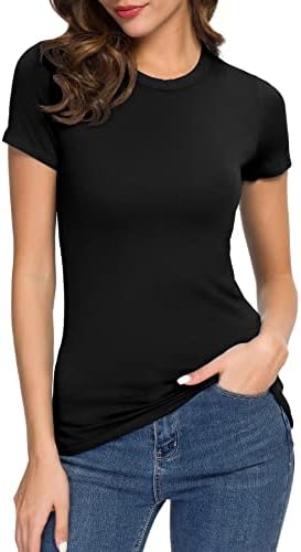 Camiseta feminina feminina Flim Camiseta curta T-shirt elástico Bodycon Basic Basic Tee Tops