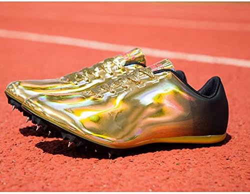 Gemeci Gold Track Spikes Sapatos leves jovens de atletismo e campo Sapsys para treinamento Competição Moda Moda Gold