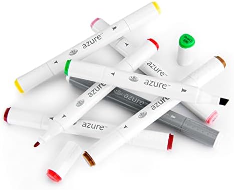 Royal & Langnickel Azure, 7pc Dica dupla, conjunto de marcadores à base de álcool, inclui - 6 marcadores e 1 liquidificador, cores
