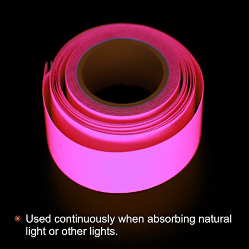 Meccanixity brilho na fita escura de 9,8 pés x 1 polegada de fita fluorescente luminosa para a noite ao ar livre sinais de decoração em ambientes fechados, rosa