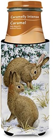 Tesouros de Caroline ASA2036MUK Rabbit procurando grama na neve Ultra Hugger para latas finas, lata de manga mais refrigerada