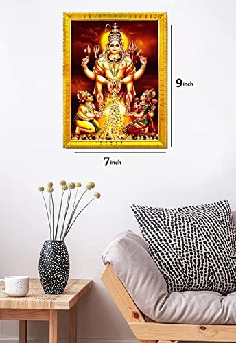 Zig Zag God Swarnakarshana Bhairava Swamy com Lakshmi Devi e Kuber Bhagwan Frame para parede / mesa / Pooja Room Golden