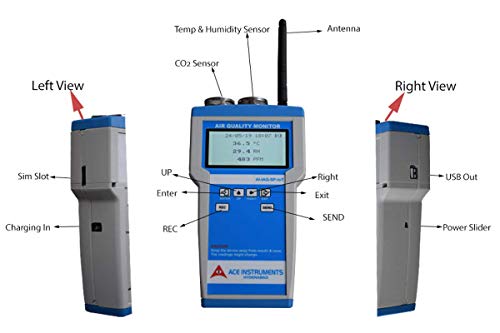 Ace Instruments IAQ Monitor de qualidade do ar interno com dados USB Download + Certificado de calibração e garantia de 12 meses do fabricante