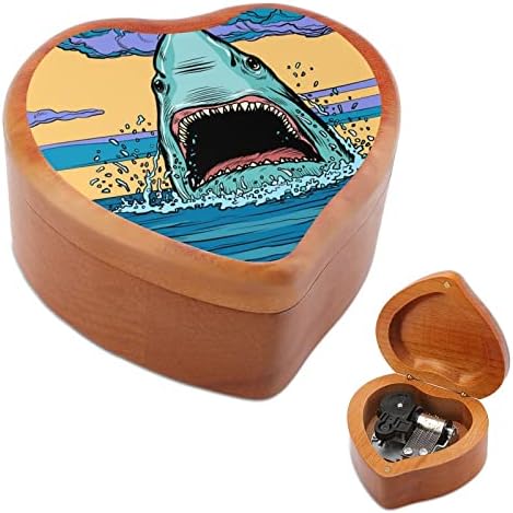 Tubarão agressivo perigoso na caixa de madeira de madeira da caixa de madeira