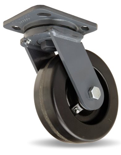 Hamilton Workhorse Plate Caster, giro, roda fenólica, rolamento de rolos, capacidade de 800 libras, diâmetro de roda de 4 , largura da roda de 2, altura de montagem de 5-5/8 , comprimento da placa de 5, largura da placa de 4