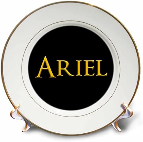 3drose Ariel Chic Nome da menina na América. Amarelo em Presente Negro ou Charme - Placas
